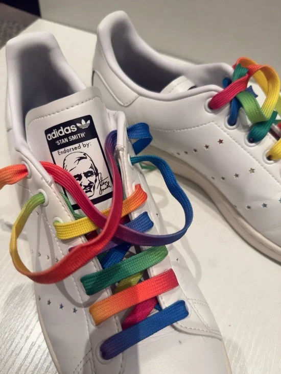 Adidas x Stella McCartney Stan Smith Sneakers Rainbow Laces White Size 9.5 Men - Picture 12 of 16